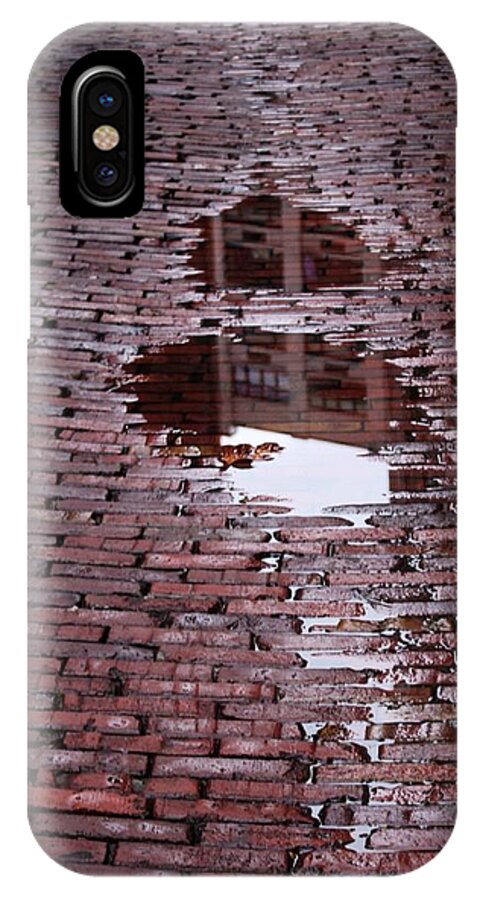 Brick Street iPhone X Case featuring the photograph Puddles by Suzanne Lorenz