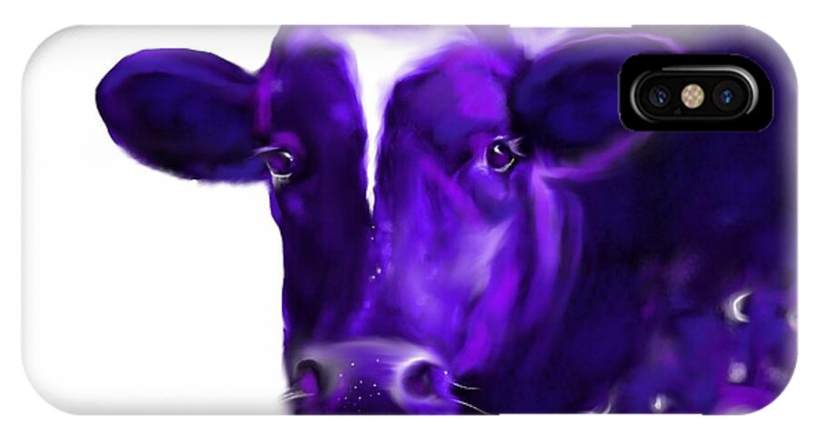 Purple iPhone X Case featuring the digital art Purple cow by Mary Armstrong