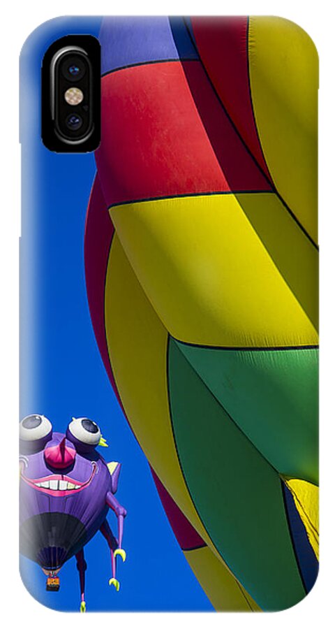 Purple People Eater Hot Air Balloon iPhone X Case featuring the photograph Purple people eater smiling by Garry Gay