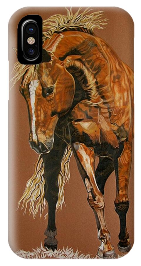 Horse iPhone X Case featuring the drawing Puzzle by Melita Safran