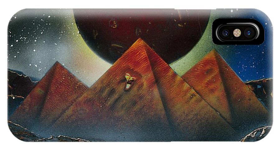 Space Art iPhone X Case featuring the painting Pyramids 4663 by Greg Moores