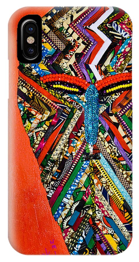 Tribal iPhone X Case featuring the tapestry - textile Quilted Warrior by Apanaki Temitayo M