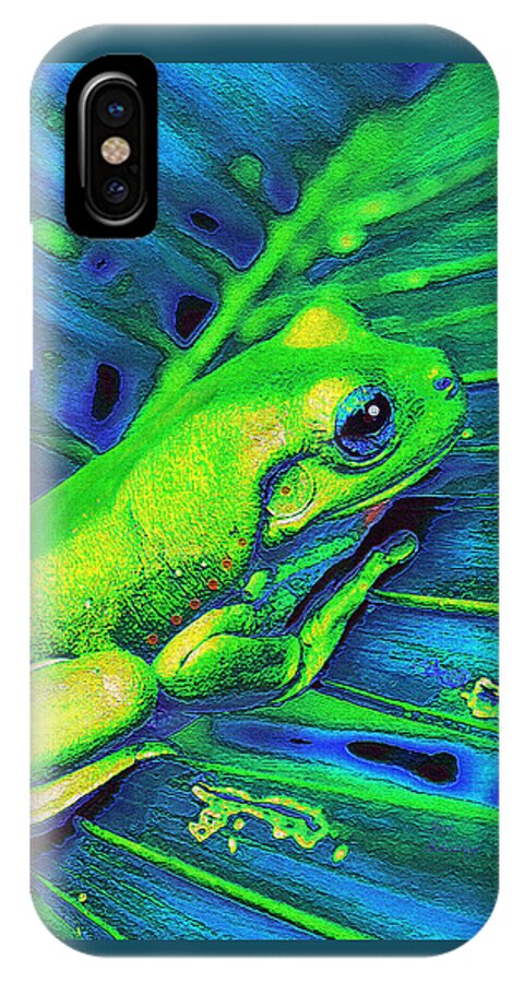 Rain Forest iPhone X Case featuring the digital art Rain Forest Tree Frog by Jane Schnetlage