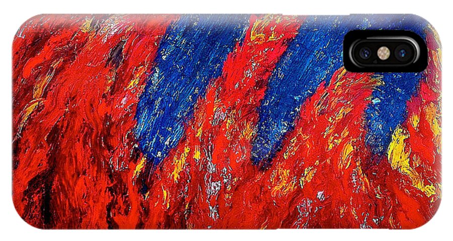 Oil iPhone X Case featuring the painting Rain on Fire by Ania M Milo