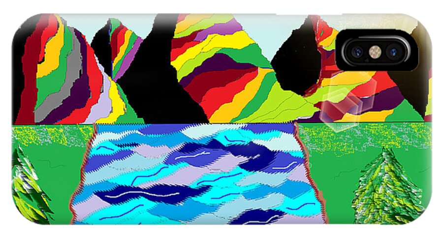 Rainbow iPhone X Case featuring the digital art Rainbow Mountain by Lewanda Laboy