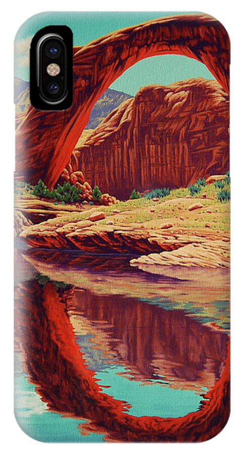 Rainbow iPhone X Case featuring the painting Rainbow Reflection by Cheryl Fecht