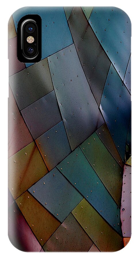 Blue Green Orange Yellow Lime Pink Red Purple Violet Shingles Copper Experience Music Project Seattle Wa iPhone X Case featuring the photograph Rainbow Shingles by Holly Blunkall