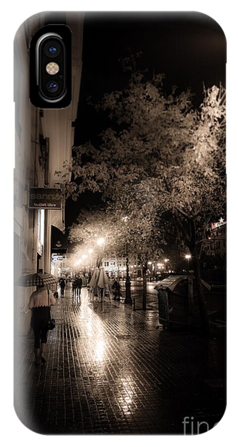 Comunidad Valenciana iPhone X Case featuring the photograph Rainy city streets by Peter Noyce