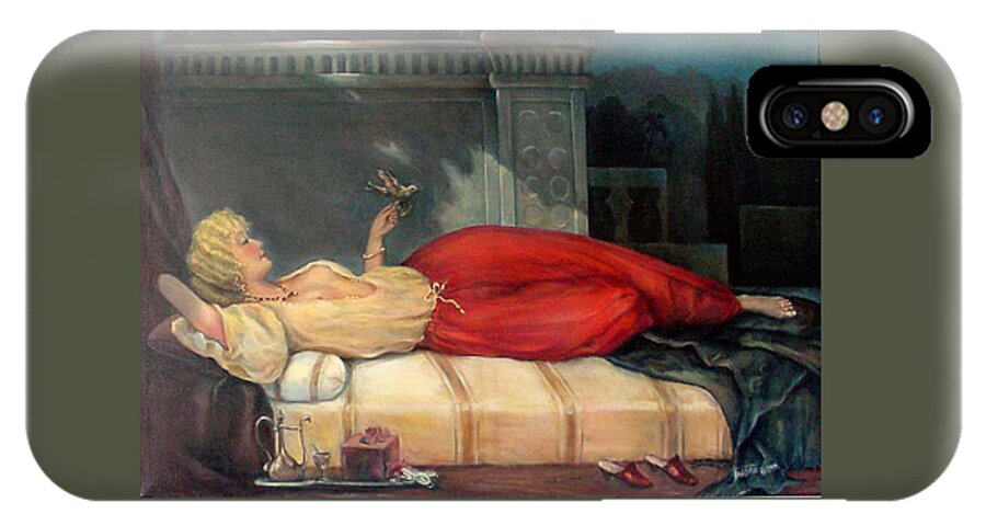 Reclining Woman iPhone X Case featuring the painting Reclining Woman by Donna Tucker
