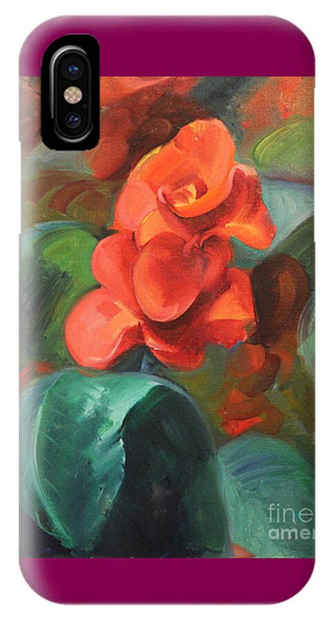 Red Canna iPhone X Case featuring the painting Red Canna by Art By Tolpo Collection