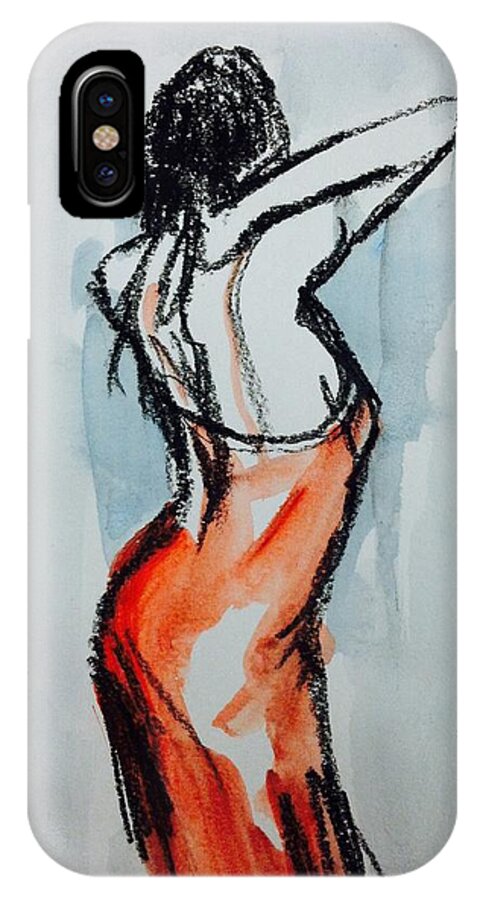  iPhone X Case featuring the painting Red dress by Hae Kim