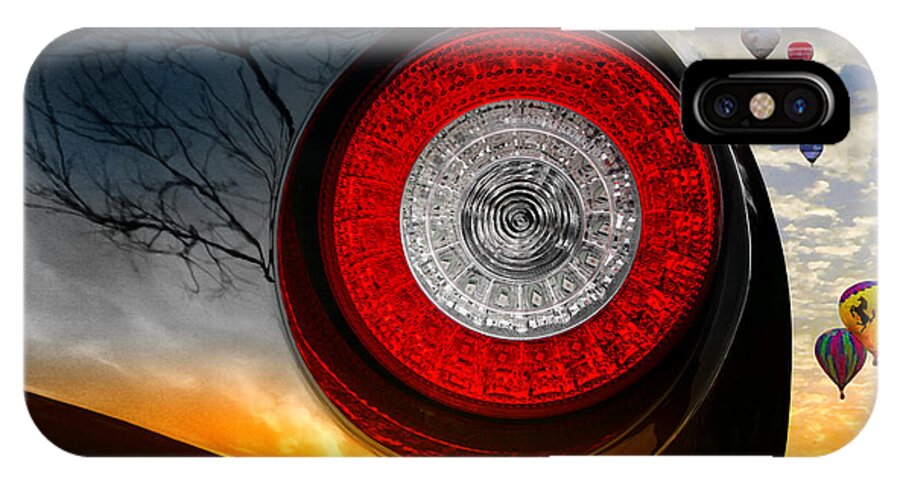 Ferrari iPhone X Case featuring the mixed media Red Eye Flight by Alan Greene