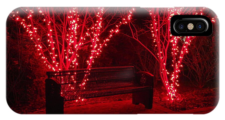Fine Art iPhone X Case featuring the photograph Red Lights and Bench by Rodney Lee Williams
