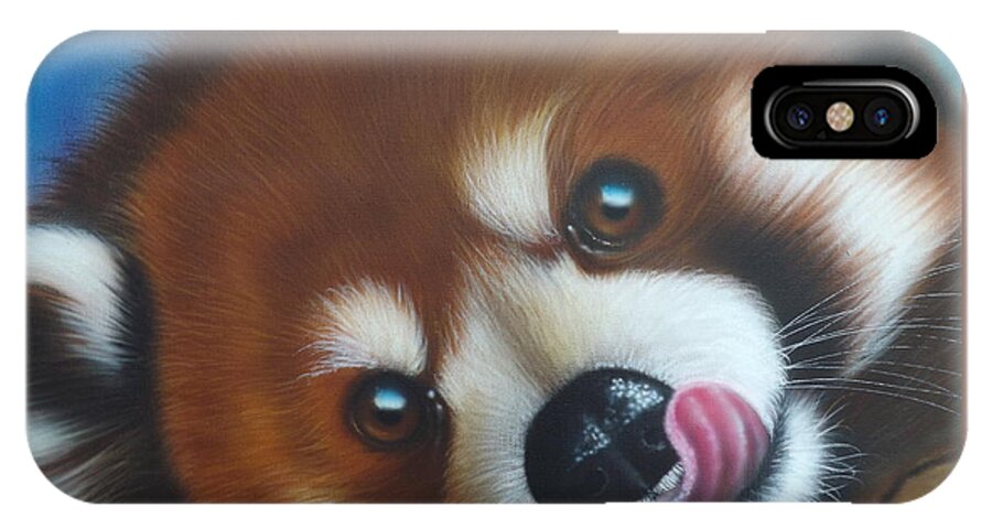 Red Panda iPhone X Case featuring the painting Red Panda by Darren Robinson