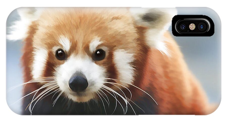 Animal iPhone X Case featuring the digital art Red Panda Staring by Ray Shiu