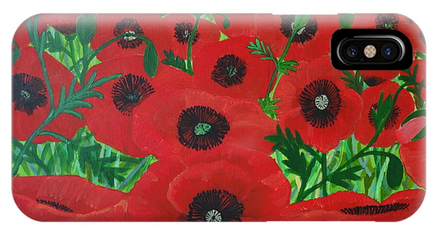 Red Poppies iPhone X Case featuring the painting Red Poppies 1 by Karen Jane Jones