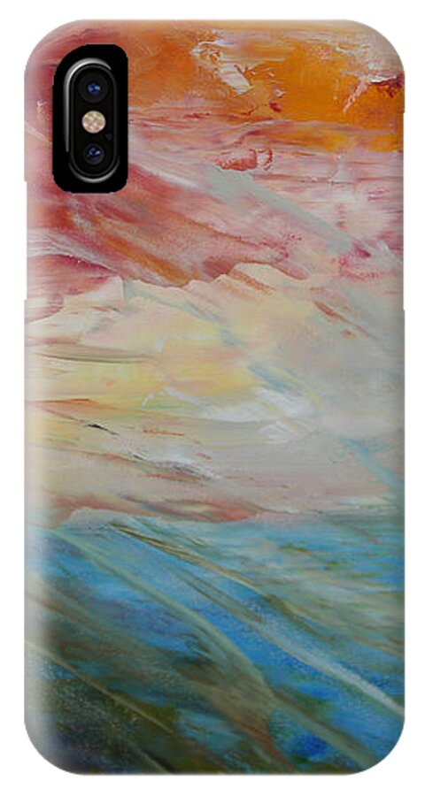 Abstract iPhone X Case featuring the painting Red Sky by Sandra Nardone
