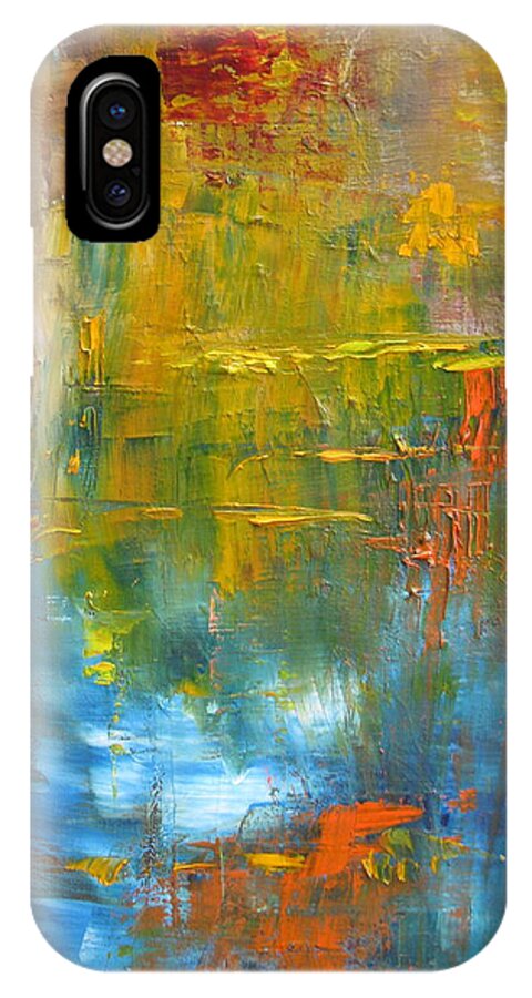 Abstract iPhone X Case featuring the painting Reflections by Kathy Stiber
