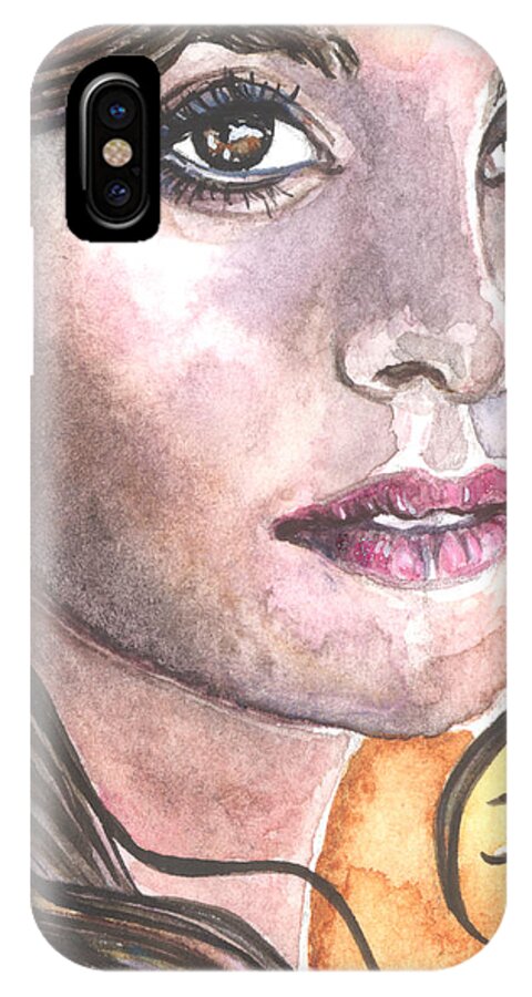 Woman iPhone X Case featuring the painting Rene by Kim Whitton