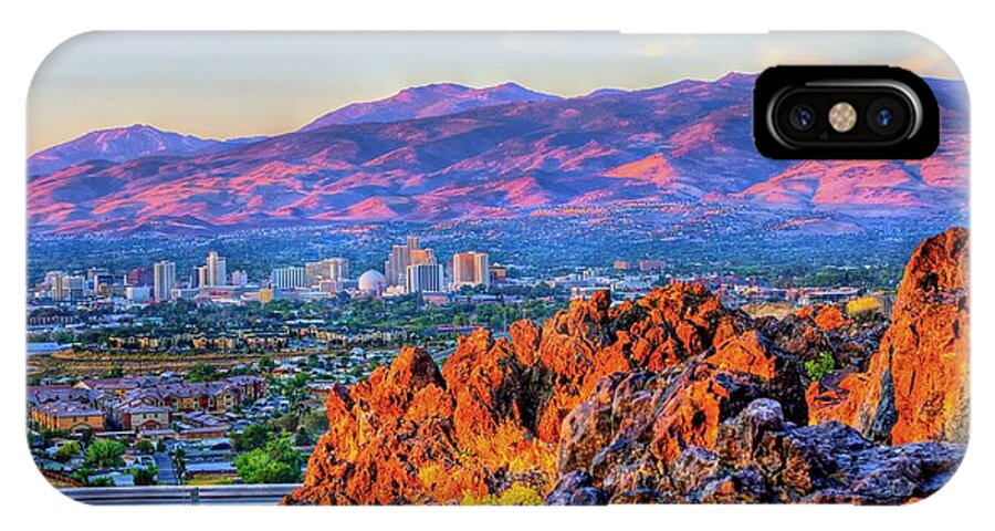 City Of Reno iPhone X Case featuring the photograph Reno Nevada Sunrise by Scott McGuire