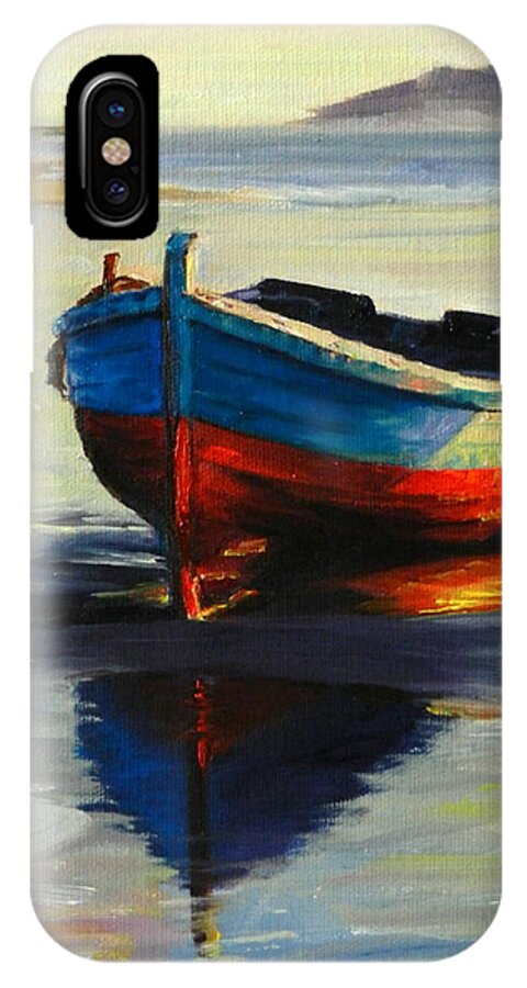 Seascape iPhone X Case featuring the painting Resting, Peru Impression by Ningning Li