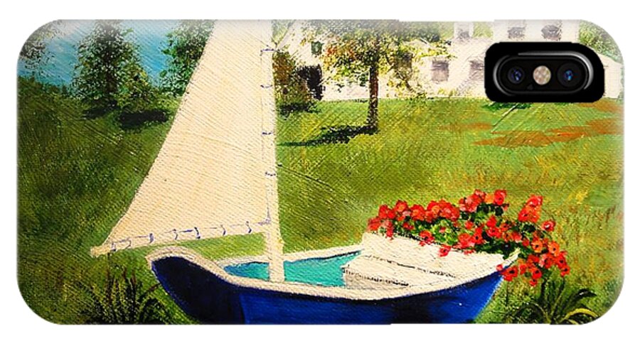Sailboat iPhone X Case featuring the painting Retired in Cape Cod by Diane Arlitt