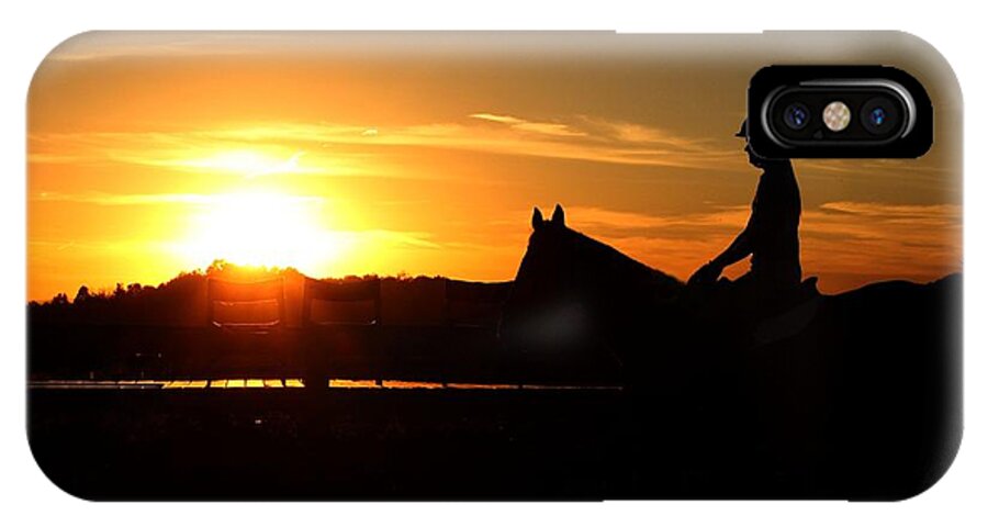 Horse iPhone X Case featuring the photograph Riding At Sunset by Janice Byer