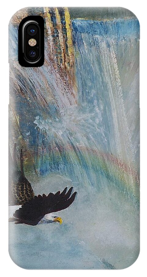 Eagle iPhone X Case featuring the painting Rising Up With Eagle's Wings 2 by Kathleen Luther