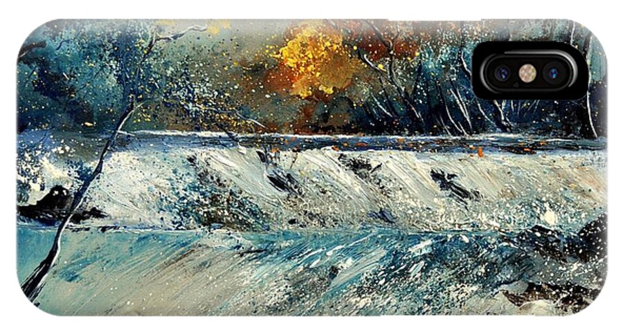 Landscape iPhone X Case featuring the painting River Fall by Pol Ledent