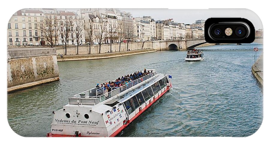 Bank iPhone X Case featuring the photograph River Seine excursion boats by David Fowler