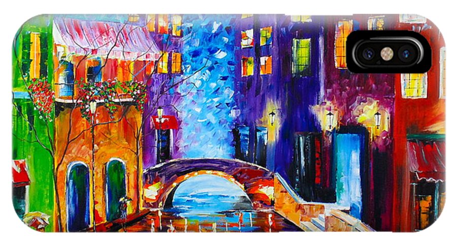 City Paintings iPhone X Case featuring the painting River Walk by Kevin Brown
