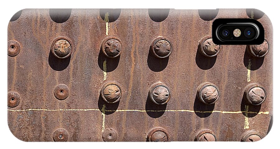 Chama iPhone X Case featuring the photograph Chama -rivets on steam engine boiler by Steven Ralser