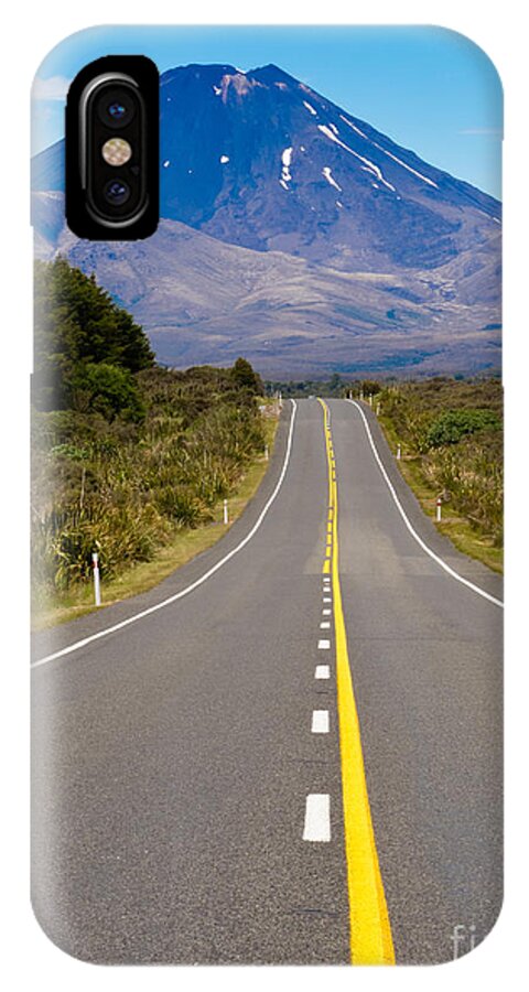 Mount iPhone X Case featuring the photograph Road leading to active volcanoe Mt Ngauruhoe in NZ by Stephan Pietzko