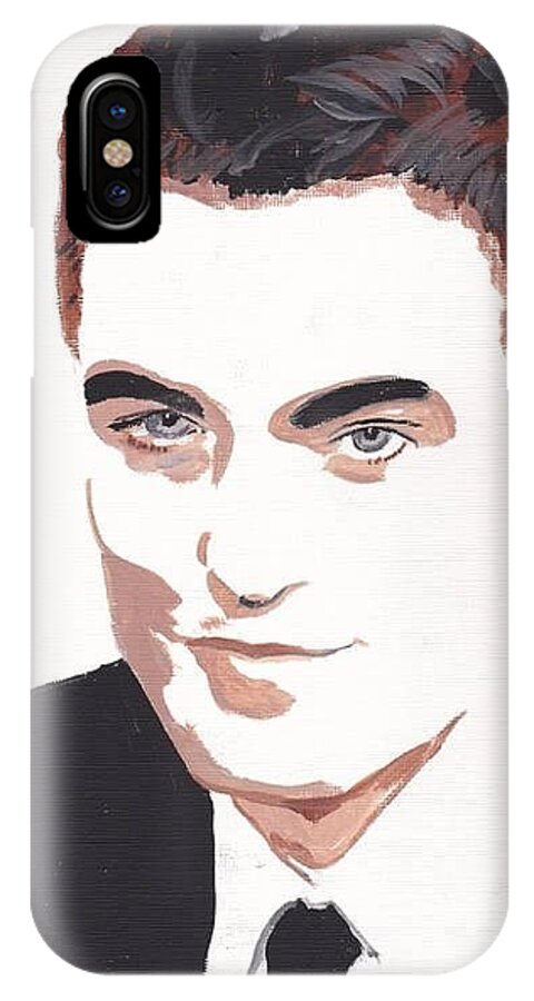 Robert Pattinson Famous Faces Actor Movies People Filmstar Paintings Acrylic iPhone X Case featuring the painting Robert Pattinson 141 by Audrey Pollitt