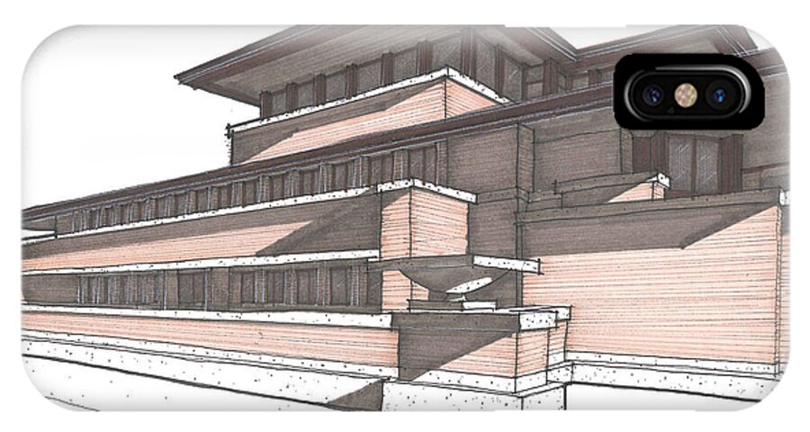 Flw iPhone X Case featuring the drawing Robie House by Calvin Durham