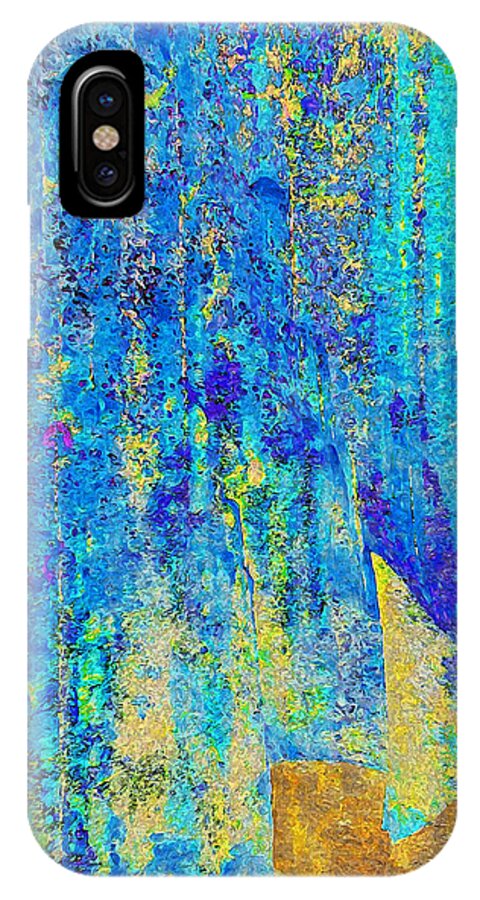 Abstract iPhone X Case featuring the digital art Rock Art Blue and Gold by Stephanie Grant
