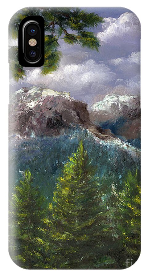 Rockies iPhone X Case featuring the painting Rocky Mountains National Park Colorado by Lenora De Lude