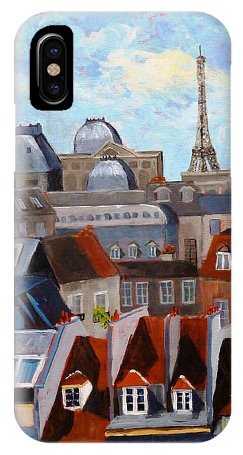 Landscape iPhone X Case featuring the painting Rooftops of Paris by Diane Arlitt