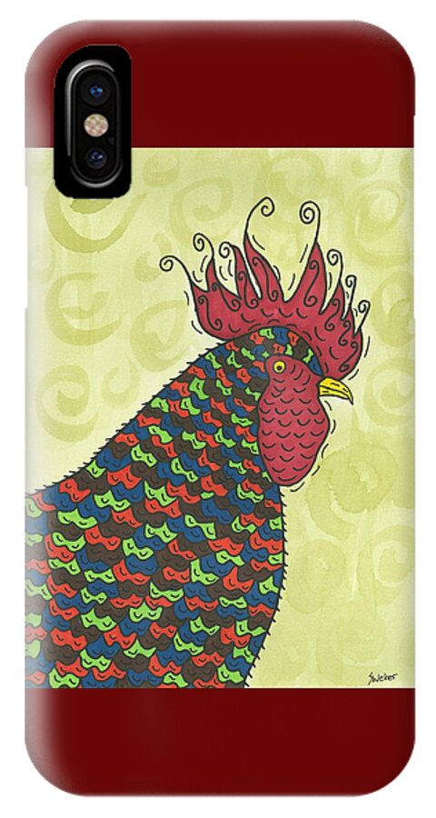 Rooster iPhone X Case featuring the painting Rooster Comb by Susie Weber