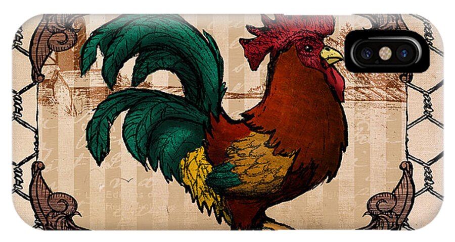 Rooster iPhone X Case featuring the digital art Rooster I by April Moen