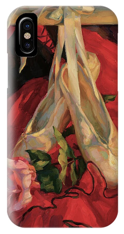 Ballet iPhone X Case featuring the painting Rose and Pointe Shoes by Serguei Zlenko