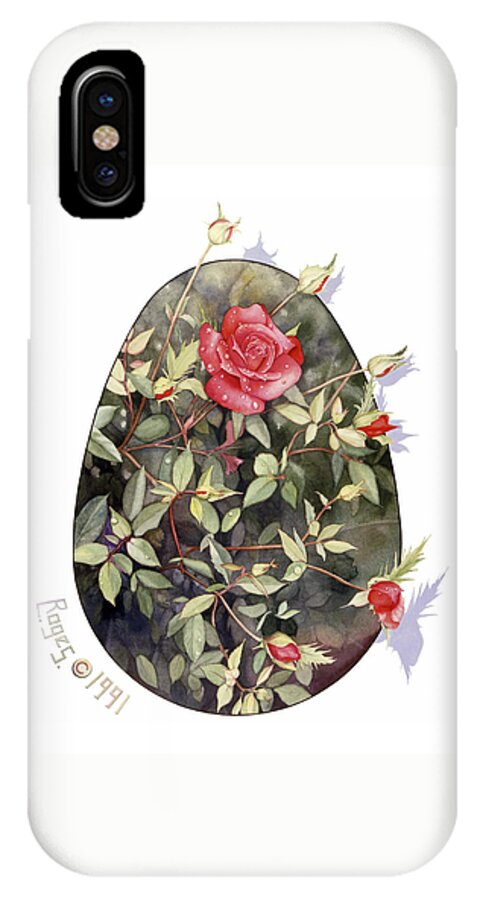 Red iPhone X Case featuring the painting Rose by Roger Snyder