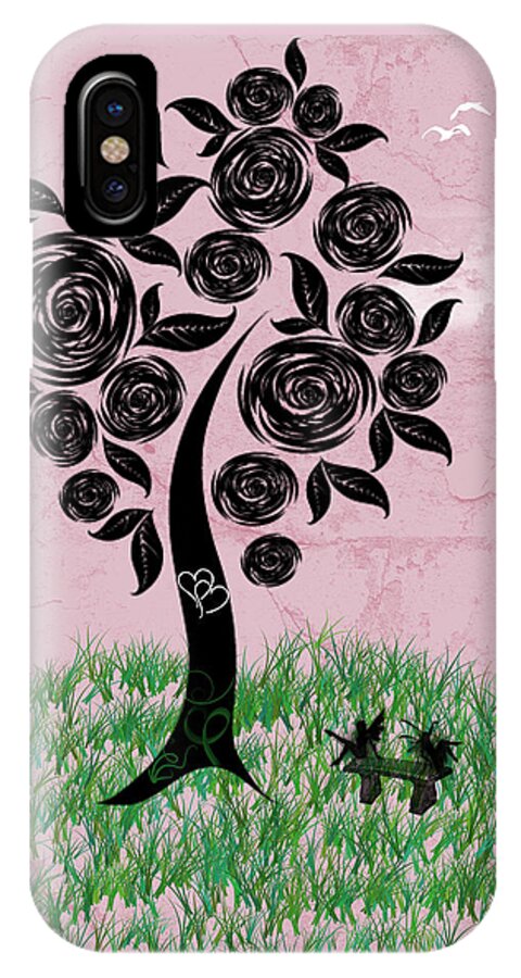 Rhonda Barrett iPhone X Case featuring the digital art Rosey Posey by Rhonda Barrett