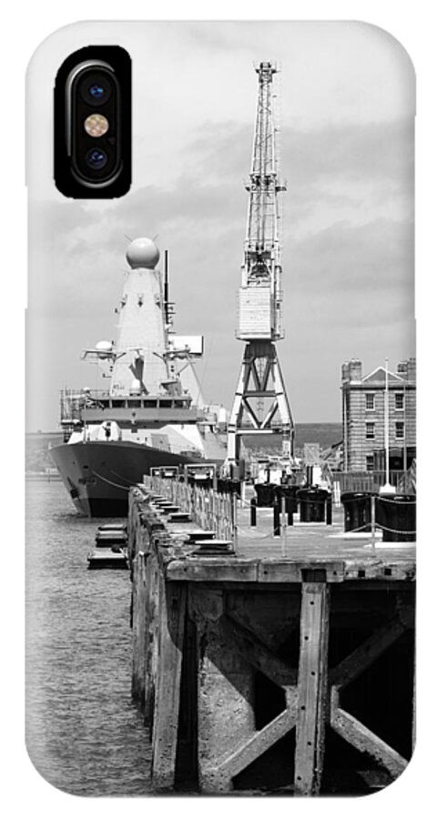 Royal iPhone X Case featuring the photograph Royal Navy Docks and HMS Defender by Hazy Apple