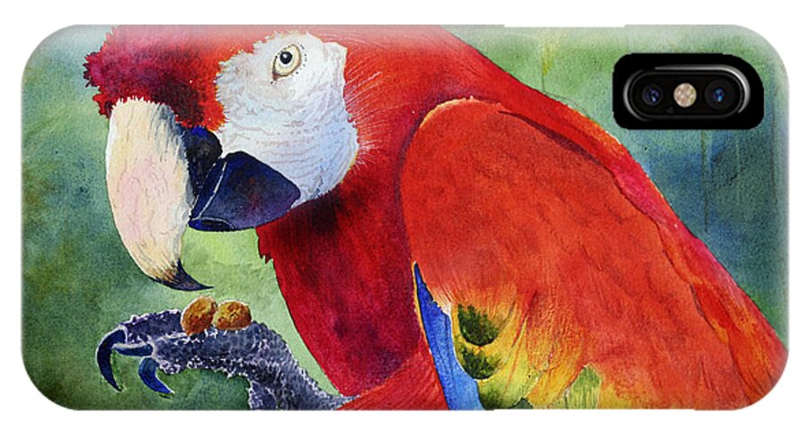 Nature iPhone X Case featuring the painting Ruby Having Lunch by Roger Rockefeller