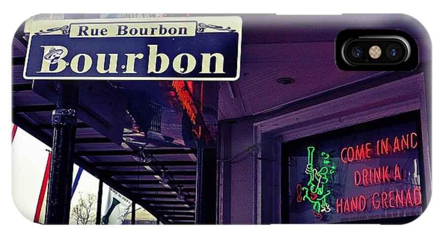 Neon Sign iPhone X Case featuring the photograph Rue Bourbon Street by Jeanne May