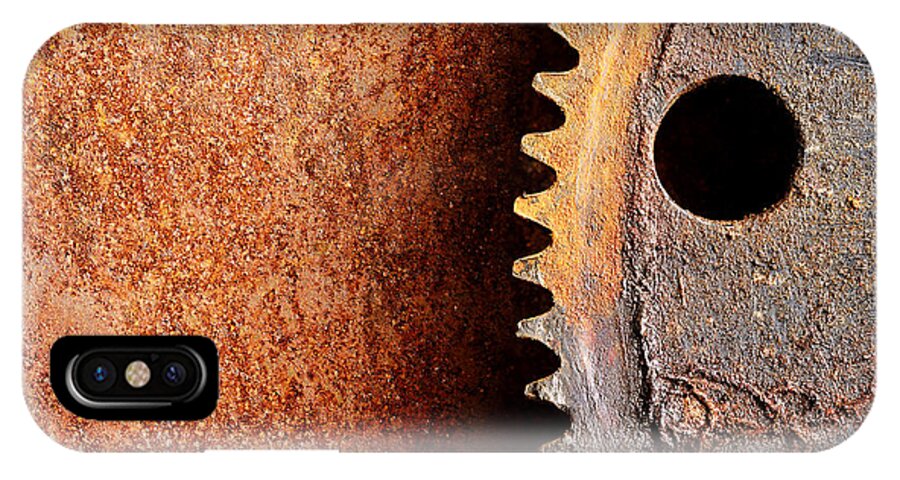 Metal iPhone X Case featuring the photograph Rusted Gear by Jim Hughes