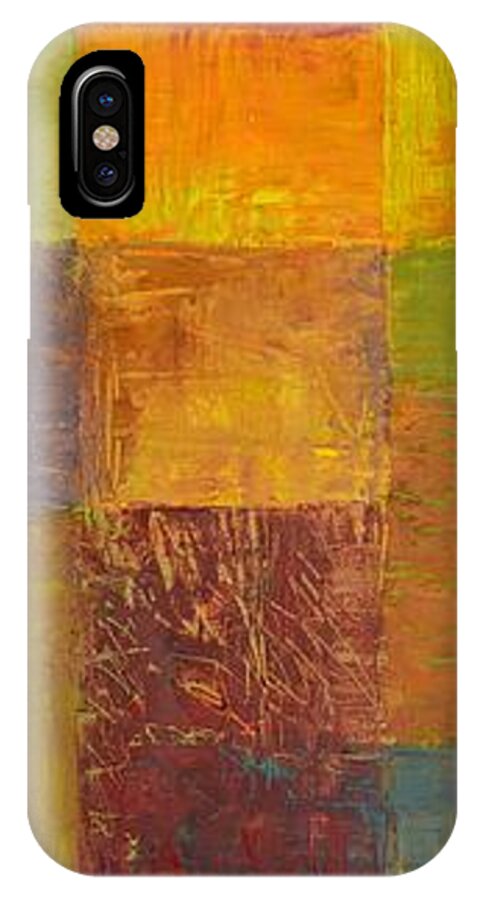 Abstract iPhone X Case featuring the painting Rustic Layers 2.0 by Michelle Calkins