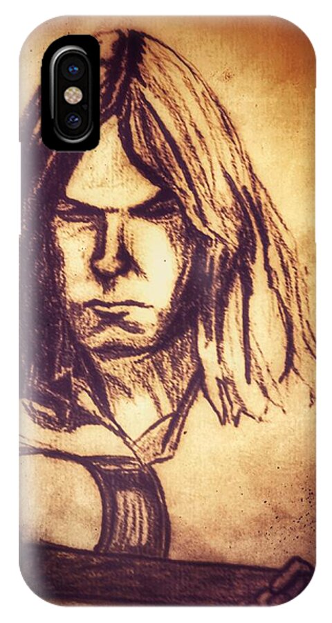 Neil Young iPhone X Case featuring the drawing Rustic Perspective by Edward Pebworth