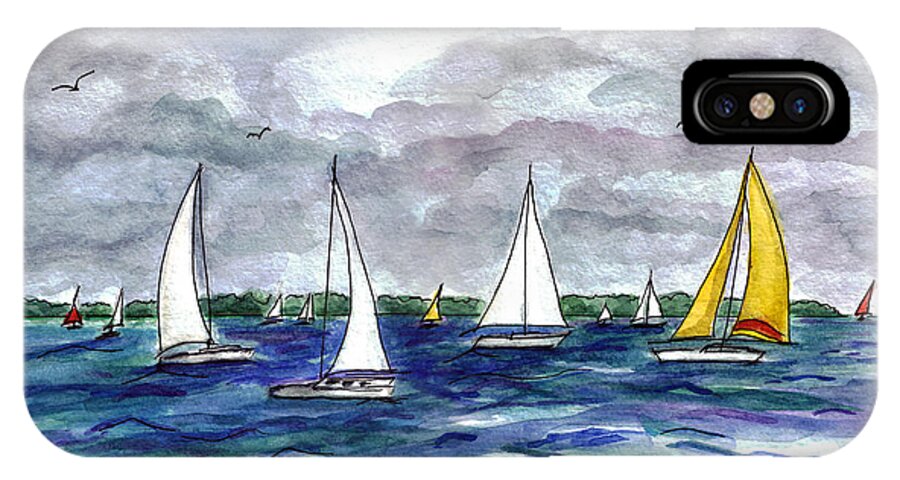 Barnegat Bay iPhone X Case featuring the painting Sailing day by Clara Sue Beym